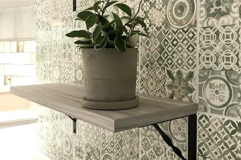 Mosaic tile and wrought iron